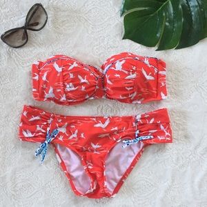 By the Beach Red bandeau bikini 2 pcs swimsuit